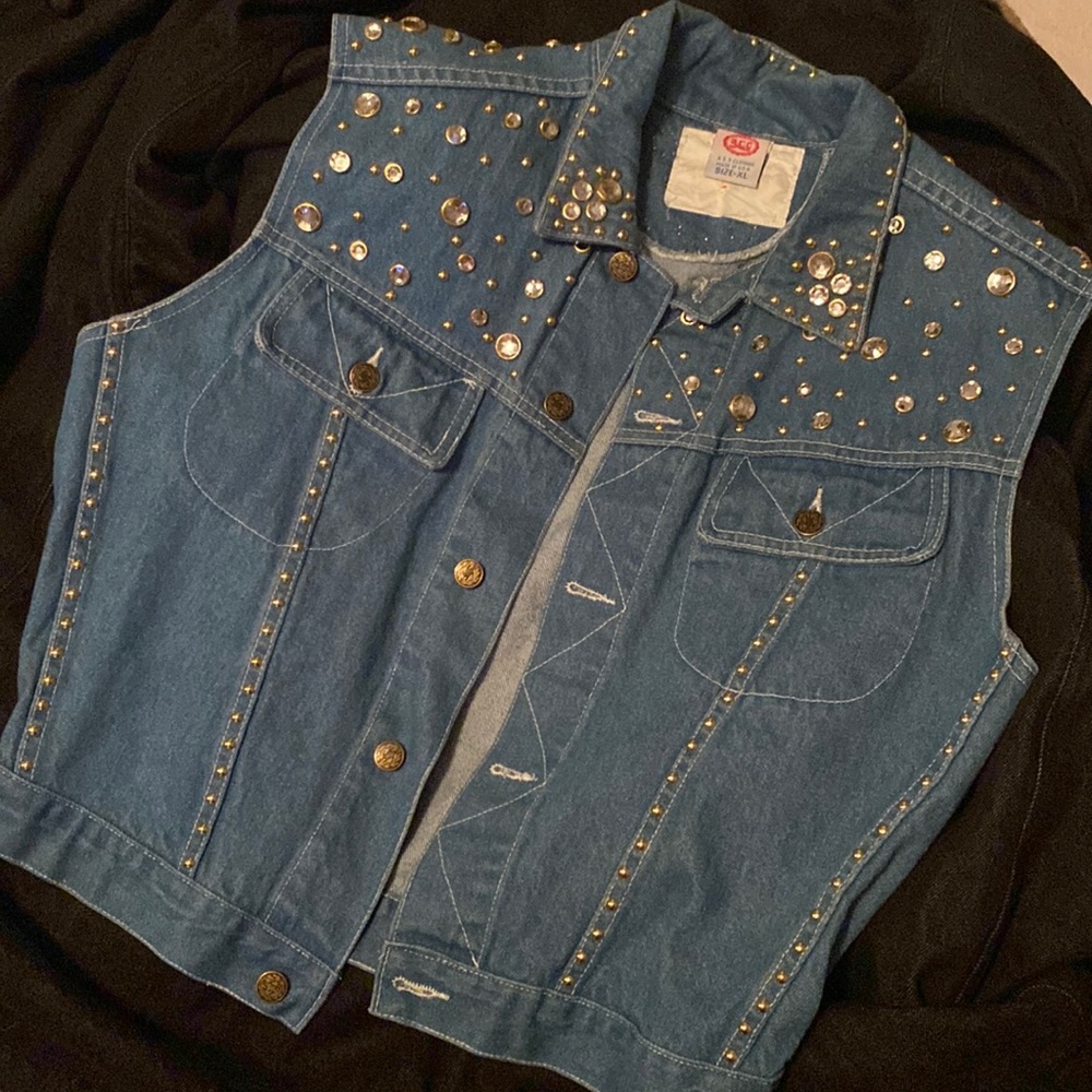 COPY - Vintage Denim Rhinestone Vest